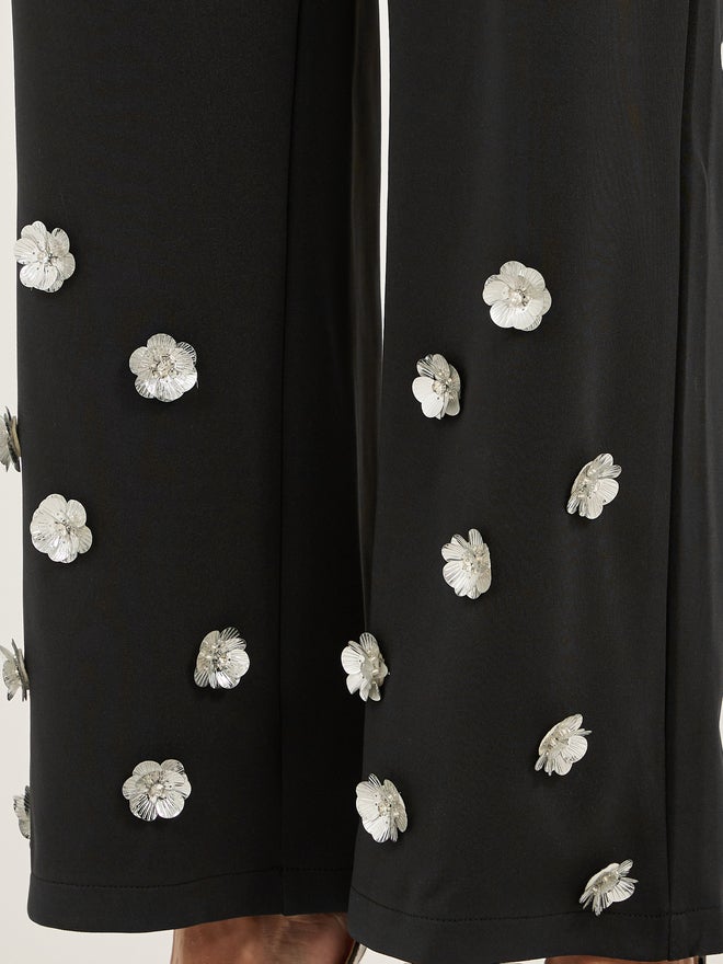 Styli Styli Black Embellishments Wide Leg Pants  - Image 4