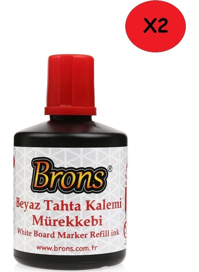 Brons Whiteboard Pen Ink Red 100 cc. BR-355 2-Pack
