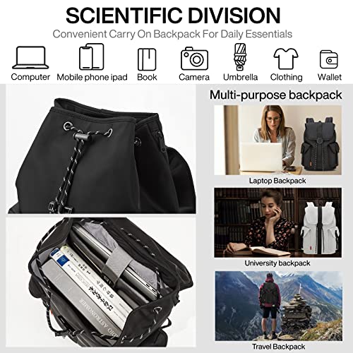 mixi Travel Laptop Backpack for Women & Men Carry On Backpack fits 16'' Laptop, Waterproof Lightweight Casual Hiking Weekender Bags Rucksack,17 Inch, Knight Black - Image 2
