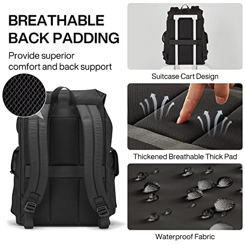 mixi Travel Laptop Backpack for Women & Men Carry On Backpack fits 16'' Laptop, Waterproof Lightweight Casual Hiking Weekender Bags Rucksack,17 Inch, Knight Black - Image 5