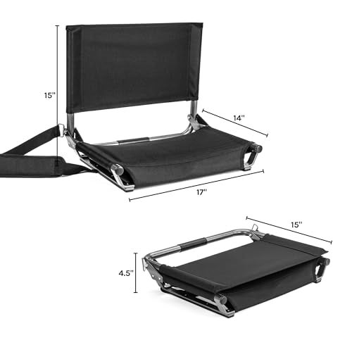 Cascade Mountain Tech Portable Folding Steel Stadium Seats for Bleachers , Black, Regular - 17" - Image 3
