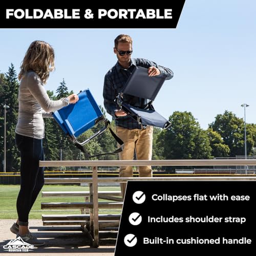 Cascade Mountain Tech Portable Folding Steel Stadium Seats for Bleachers , Black, Regular - 17" - Image 5