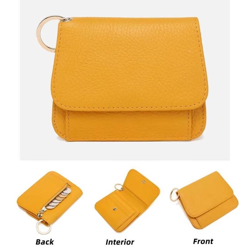 Mudono Small Wallet for Women RFID Blocking Genuine Leather Card Case Slim Tri-Fold Wallet with Zipper Pocket and Keychain - Image 2