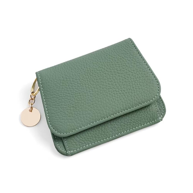 Mudono Small Wallet for Women RFID Blocking Genuine Leather Card Case Slim Tri-Fold Wallet with Zipper Pocket and Keychain - Image 1