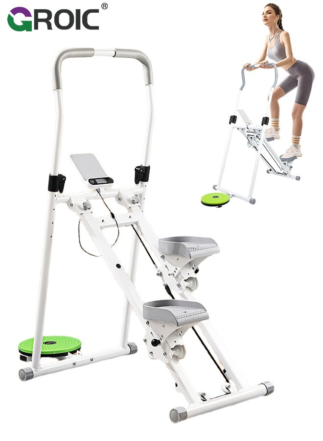 GROIC Foldable Stair Climbing Machine with Twist Board, Stair Stepper, Stair Climber, Vertical Stair Climber for Home Gym, Full-Body Cardio Workout Equipment with Adjustable Handlebar & Pedals - Image 1