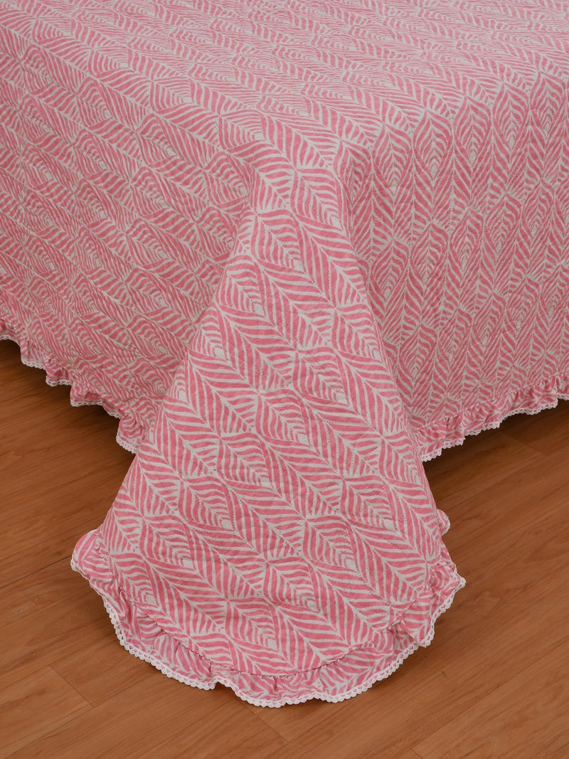MORADO Luxury Ultrasonic Glace Cotton Solid Bubble lace Lightweight All Season Bedspreads/Bed Cover with 2 King Size Pillow Covers - (90x100 Inches, Pastel Pink) - Image 5
