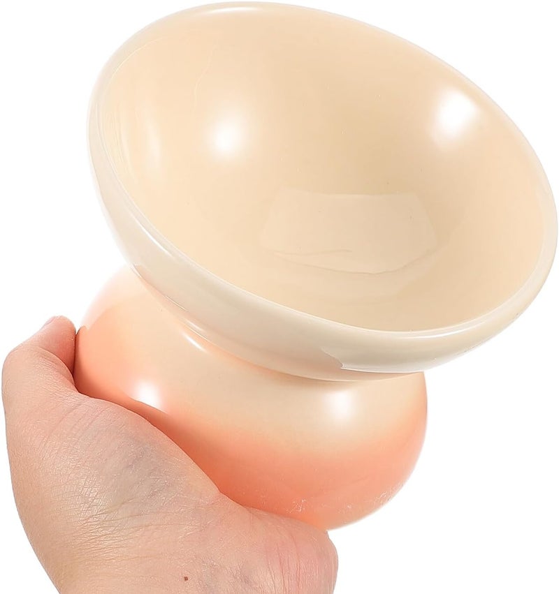 Ceramic Raised Cat Food Bowl with Tilted Design, Whisker-Friendly Indoor Pet Water Dish for Cats and Small Dogs, Peach Gradient Color - Image 4