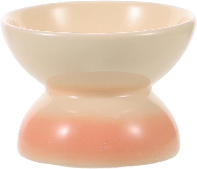 Ceramic Raised Cat Food Bowl with Tilted Design, Whisker-Friendly Indoor Pet Water Dish for Cats and Small Dogs, Peach Gradient Color - Image 1