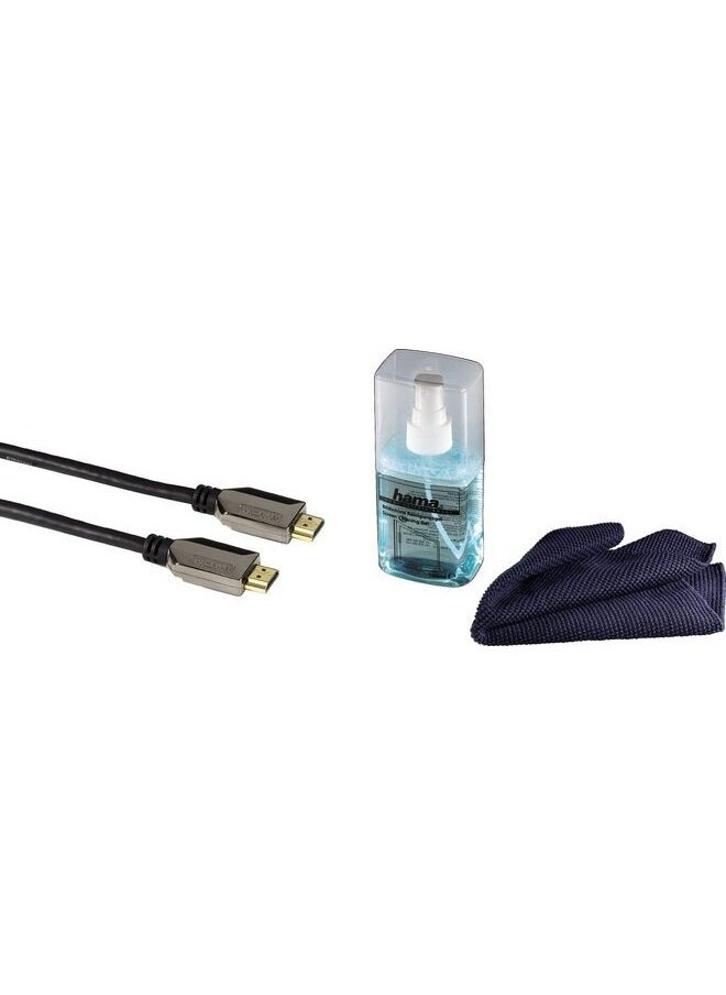 هاما HDTV Kit كابل HDMI عالي السرعة إيثرنت 1.5 متر نظيف. جل نظيف. قماش 