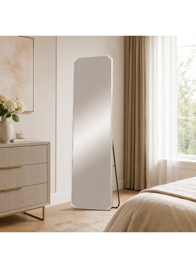 alsaada home Full-Length Free Standing Floor Mirror with Wheels & Metal Frame, 160x40 cm - SILVER - Image 2