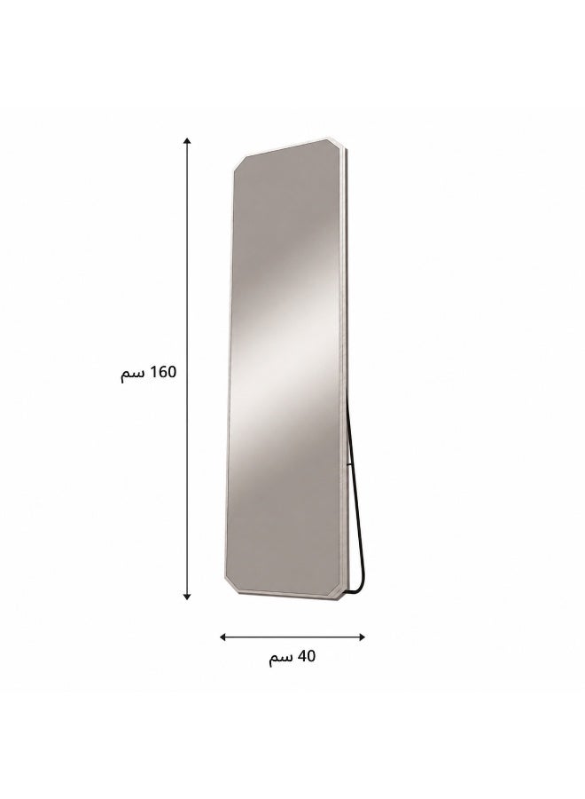alsaada home Full-Length Free Standing Floor Mirror with Wheels & Metal Frame, 160x40 cm - SILVER - Image 3