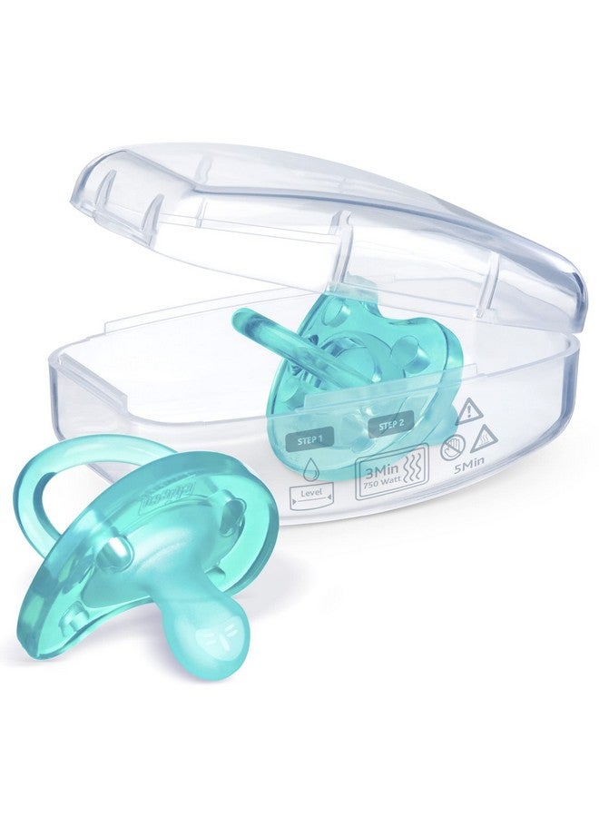 Chicco Chicco PhysioForma 100% Soft Silicone One Piece Pacifier for Babies 0-6 Months, Teal, Orthodontic Nipple, BPA-Free, 2-Count in Sterilizing Case  - Image 4