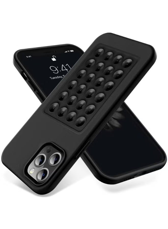 جراب هاتف من السيليكون الناعم مع حامل حماية كاملة ومضاد للصدمات لهاتف iPhone 13 Pro (أسود)