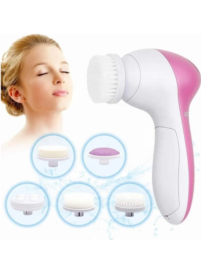 Loquat Automatic electronic massage brush with five different heads for facial cleansing and body massage - Image 2