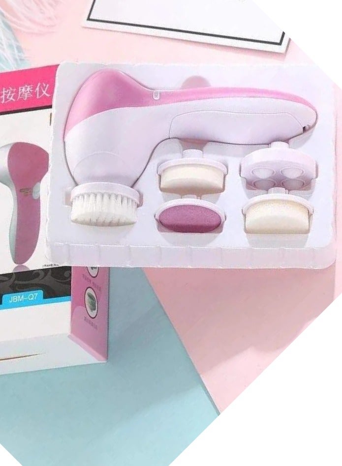 Loquat Automatic electronic massage brush with five different heads for facial cleansing and body massage - Image 1