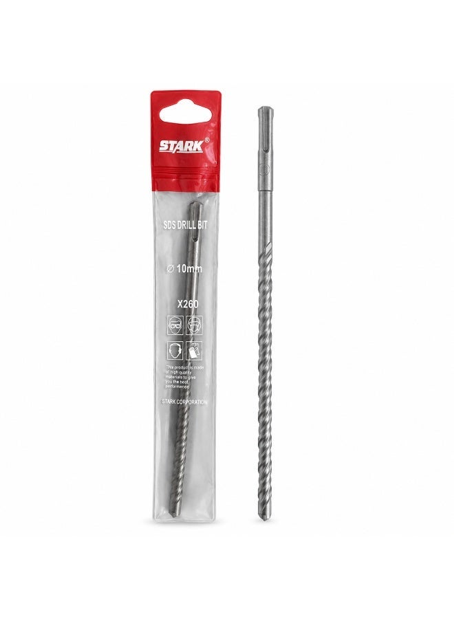 Stark SDS Plus Masonry Drill Bit 10mm x 260mm, Concrete Drill Bit For Rotary Hammer, Brick Cement Stone Wall Drilling Tool - Image 1
