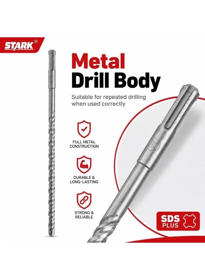 Stark SDS Plus Masonry Drill Bit 10mm x 260mm, Concrete Drill Bit For Rotary Hammer, Brick Cement Stone Wall Drilling Tool - Image 5