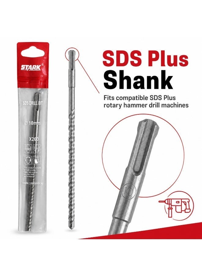 Stark SDS Plus Masonry Drill Bit 10mm x 260mm, Concrete Drill Bit For Rotary Hammer, Brick Cement Stone Wall Drilling Tool - Image 4