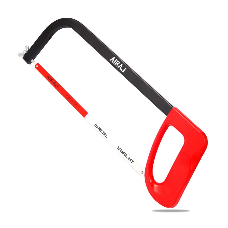 AIRAJ 12 In High-Tension Hacksaw with 24 TPI Bi-Metal Blade,Hand Saw Suitable for Metal, Wood, PVC - Image 1