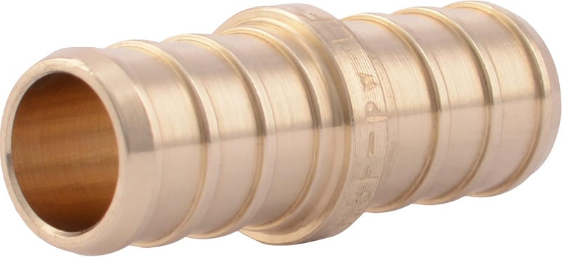 SharkBite 1/2 Inch Crimp Coupling, Brass Plumbing Fitting, PEX Pipe, PE-RT, UC008LFA - Image 1
