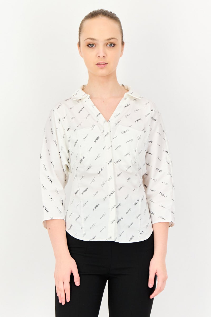 VERO MODA قميص نسائي بقصة عادية بأكمام قصيرة مطبوع بألوان متعددة - Image 1