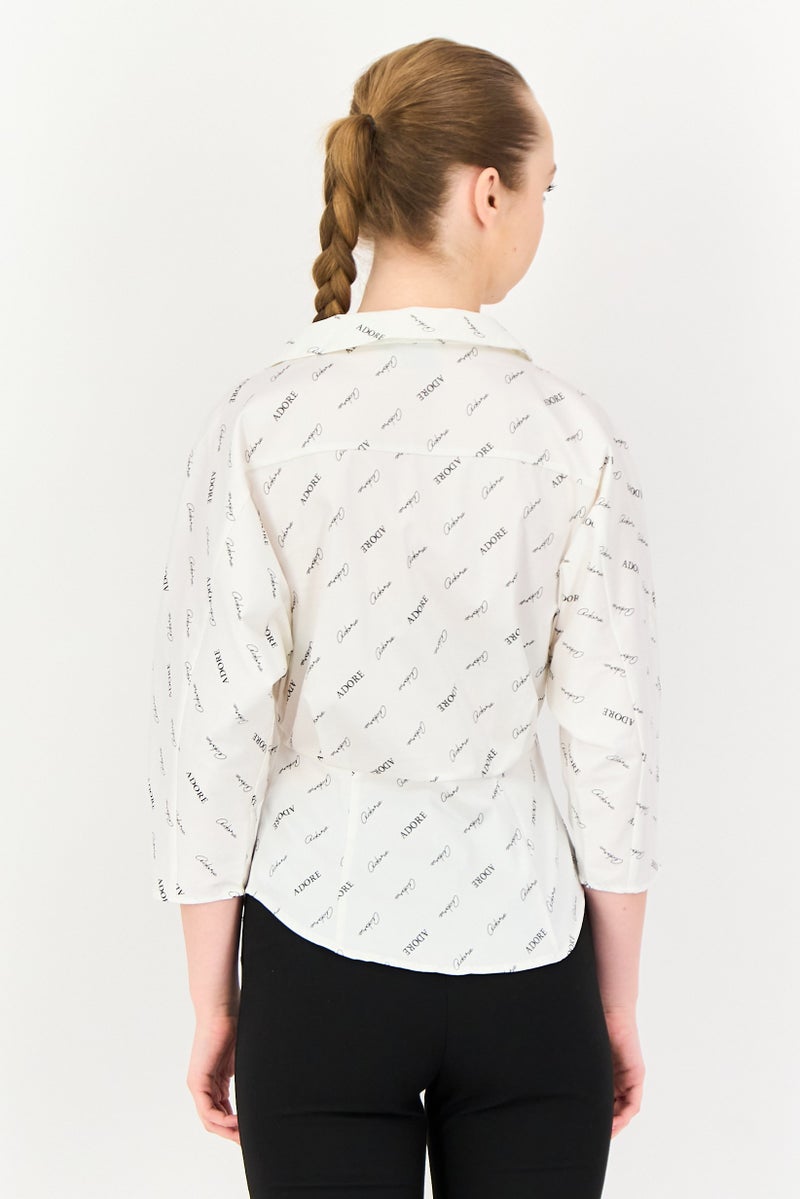 VERO MODA قميص نسائي بقصة عادية بأكمام قصيرة مطبوع بألوان متعددة - Image 4