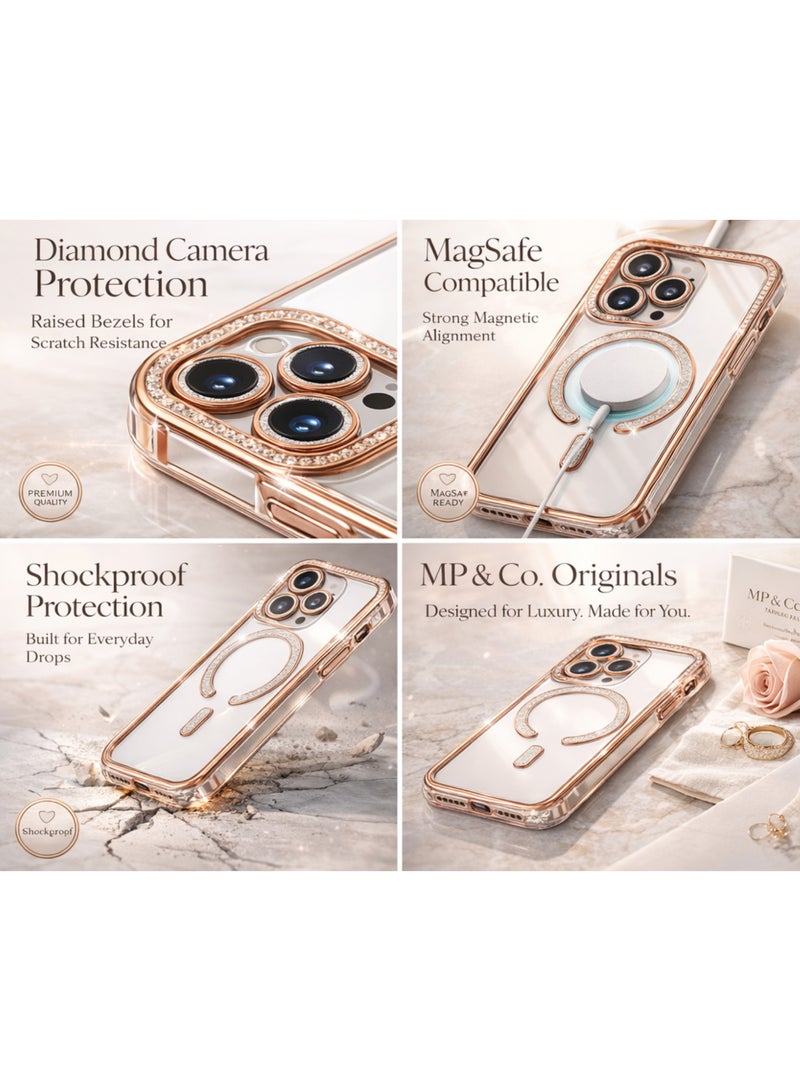 Luxury Clear Case for iPhone 17 Pro Max with MagSafe, Diamond Camera Protection, Shockproof Transparent Cover with Premium Dark Frame – MP&Co. Originals - Image 3