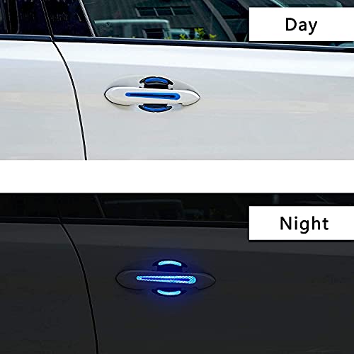 US1984 Car Door Handle High Intensity Reflective Sticker Doors Bowl Scratches Protector Universal Auto Door Handle Scratch Cover Guard with Safety Warning Reflective Strips 8 pcs Set (Blue) - Image 2