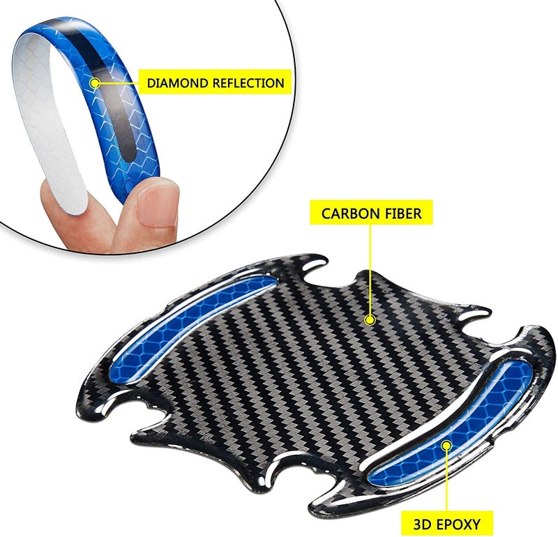 US1984 Car Door Handle High Intensity Reflective Sticker Doors Bowl Scratches Protector Universal Auto Door Handle Scratch Cover Guard with Safety Warning Reflective Strips 8 pcs Set (Blue) - Image 5