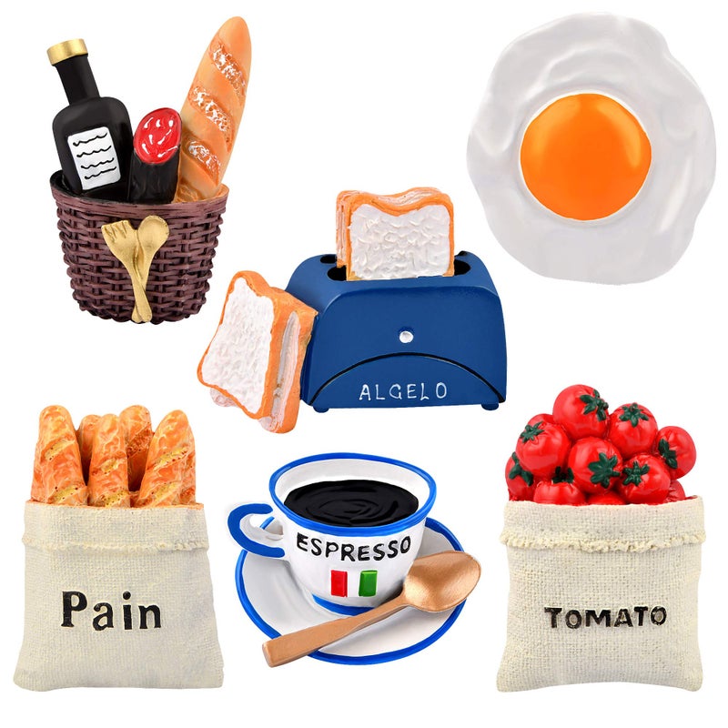 Worldity 6pcs Cute 3D Resin Fridge Magnets  Creative Natural Food Shaped Magnets for Home Decor Refrigerator Magnetic Whiteboard or Blackboard