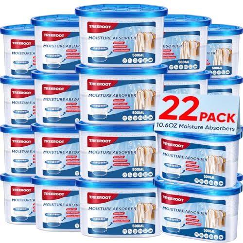Treeroot 22Pack Moisture Absorbers, 10.6OZ Humidity Absorber Bucket, Moisture Absorbers for Closet, Dehumidifier Bucket for Wardrobes、 Kitchens and Bathrooms, Fragrance Free Humidity Absorber - Image 1