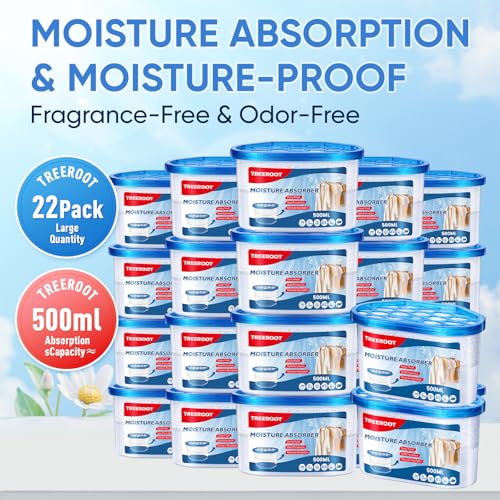 Treeroot 22Pack Moisture Absorbers, 10.6OZ Humidity Absorber Bucket, Moisture Absorbers for Closet, Dehumidifier Bucket for Wardrobes、 Kitchens and Bathrooms, Fragrance Free Humidity Absorber - Image 2