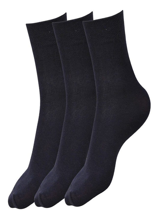 Dollar Unisex Full Length Plain Cotton School Socks For Kids (Pack of 3) - Black - Image 1