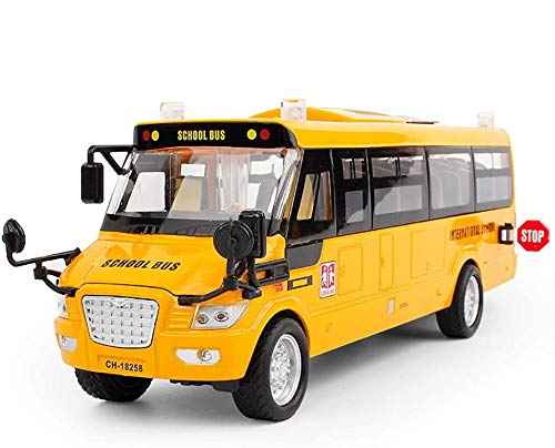 Lynkaye 9 Yellow Bus Model for Teaching SuppliesLarge Pull Back Alloy Diecast Metal Bus Model with Openable Doors and Get onOff Sound for GiftCake TopperHome Decor - Image 1