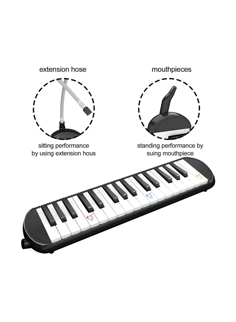 Melodica Instrument, Air Piano Keyboard, 32 Keys, Singel Tubes Mouthpiece Air Piano Keyboard Musical Instrumentwith Carrying Bag, Perfect Gift for Kids, Beginners, music enthusiast and Adults, Black - Image 4