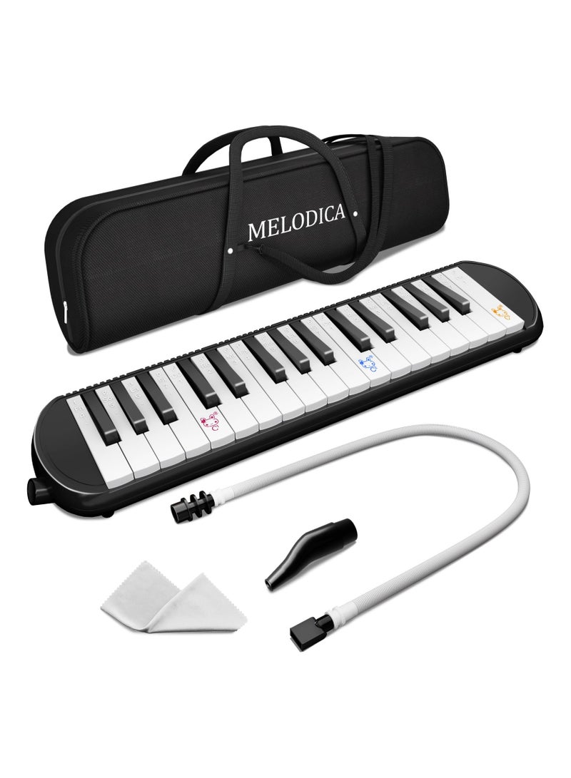 Melodica Instrument, Air Piano Keyboard, 32 Keys, Singel Tubes Mouthpiece Air Piano Keyboard Musical Instrumentwith Carrying Bag, Perfect Gift for Kids, Beginners, music enthusiast and Adults, Black - Image 1