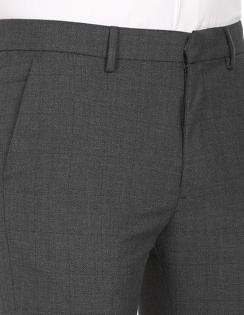 Arrow Dark Grey Mid Rise Tailored Trousers for Men | Best Price UAE