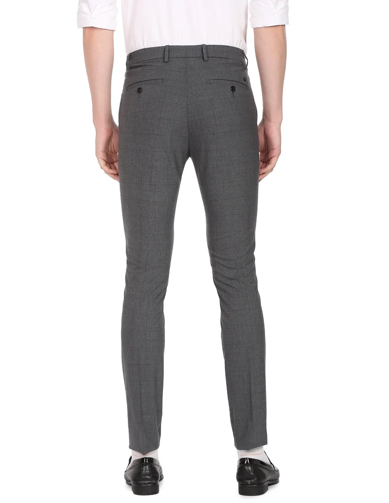 Arrow Dark Grey Mid Rise Tailored Trousers for Men | Best Price UAE