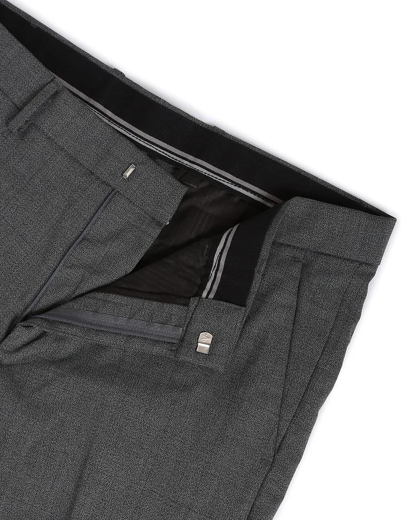 Arrow Dark Grey Mid Rise Tailored Trousers for Men | Best Price UAE