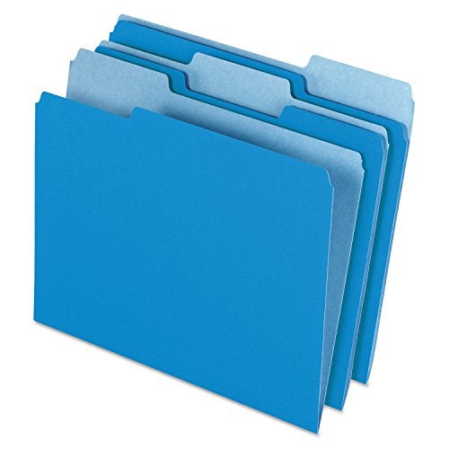 Pendaflex Two-Tone Color File Folders, Letter Size, Blue, 1/3 Cut, 100 per box (152 1/3 BLU), 12 inches - Image 1