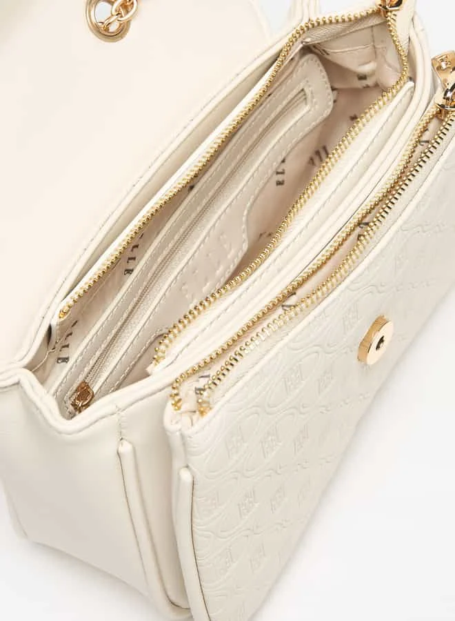 ايل Women Monogram Embossed Crossbody Bag with Flap Closure
