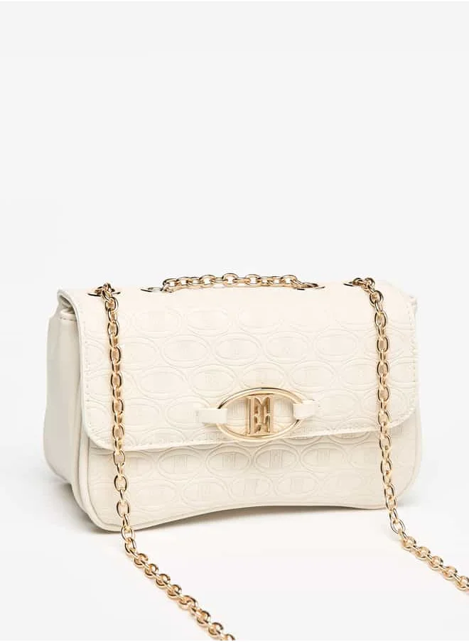 ايل Women Monogram Embossed Crossbody Bag with Flap Closure