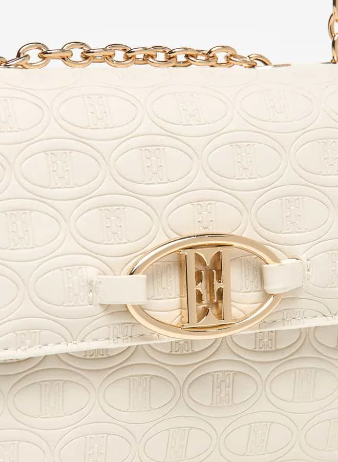 ايل Women Monogram Embossed Crossbody Bag with Flap Closure