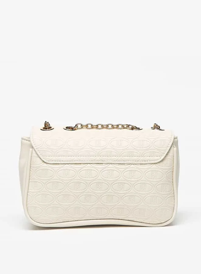 ايل Women Monogram Embossed Crossbody Bag with Flap Closure