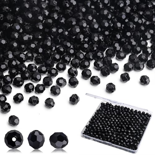 BONNY BOXX 2000pcs 4mm Acrylic Faceted Round Crystal Beads Solid Black Loose Spacer Craft Beads for DIY Bracelet Necklace Earring Keychain Jewelry Making Bags Decoration - Image 1