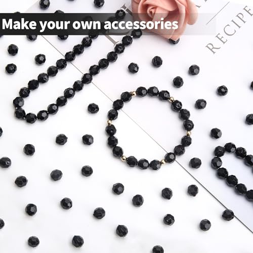 BONNY BOXX 2000pcs 4mm Acrylic Faceted Round Crystal Beads Solid Black Loose Spacer Craft Beads for DIY Bracelet Necklace Earring Keychain Jewelry Making Bags Decoration - Image 4