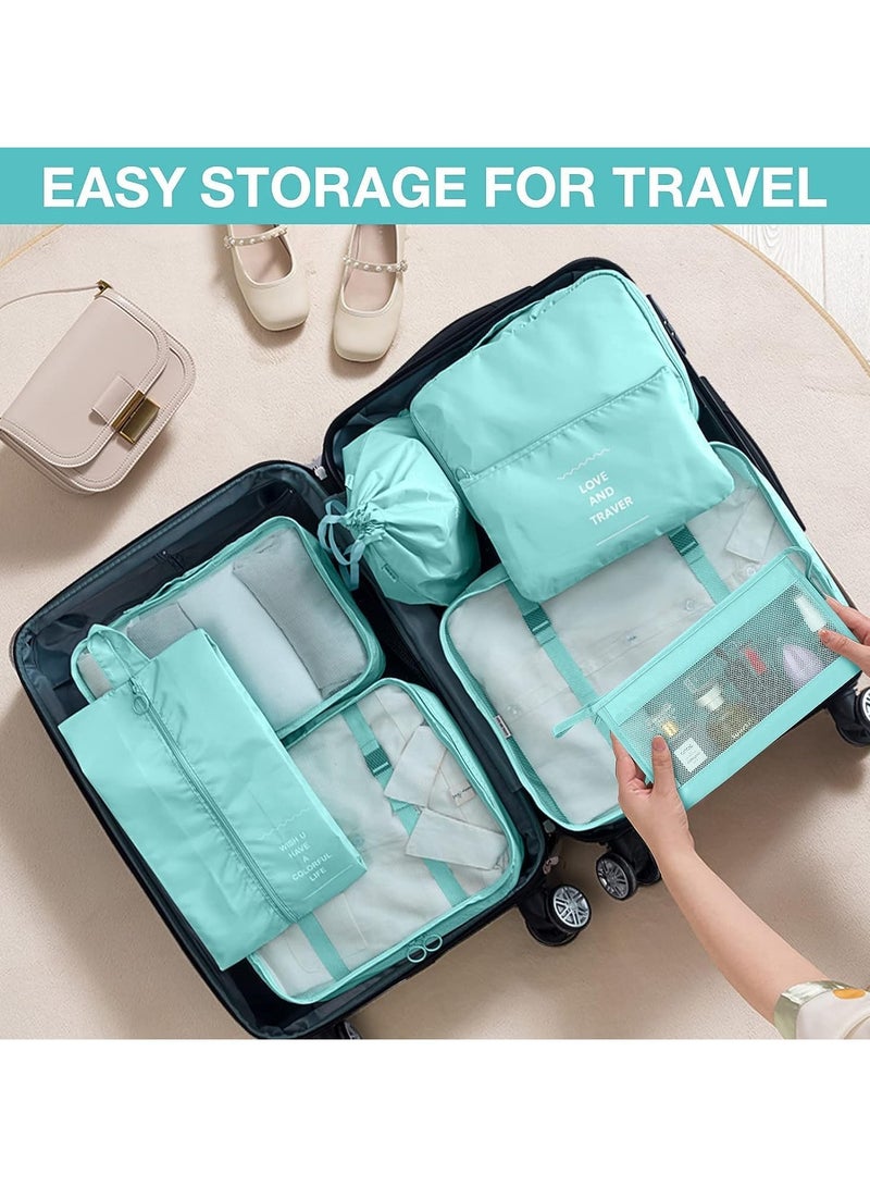 11pcs Travel Bag Organizer for Luggage Packing Cubes Storage Set, Waterproof Lightweight Travel Clothes Shoes Cosmetics Luggage Organizer Traveling Accessories (Green) - Image 3