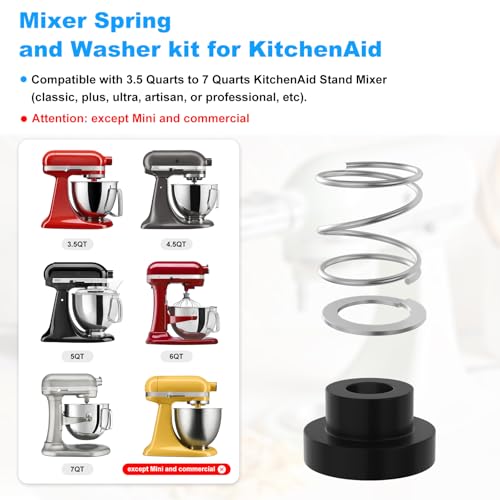 Kscjdg Mixer Spring and Washer for KitchenAid Mixer Parts-KitchenAid Tilt Head Mixers Spring and Washer, Rubber Washer - Image 2