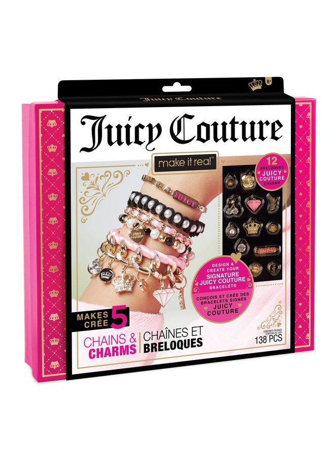 Make It Real Make It Real: Juicy Coture Chains & Charms, DIY Bracelet Kit, Includes 12 Juicy Coture Charms, Makes Up to 5 Bracelets, Helps Young Girls Develop Fine Motor & Visual Skills, for Ages 8 and up  - Image 1
