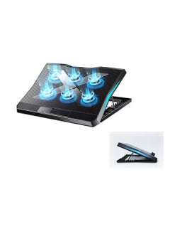 Laptop Cooling Pad 2022 Upgrade Laptop Cooler Pad with 6 Cooling Fans 6 Adjustable Height Stands USB Powered Chill Mat for 11-15.6 Inch Laptops Blue LED Lights